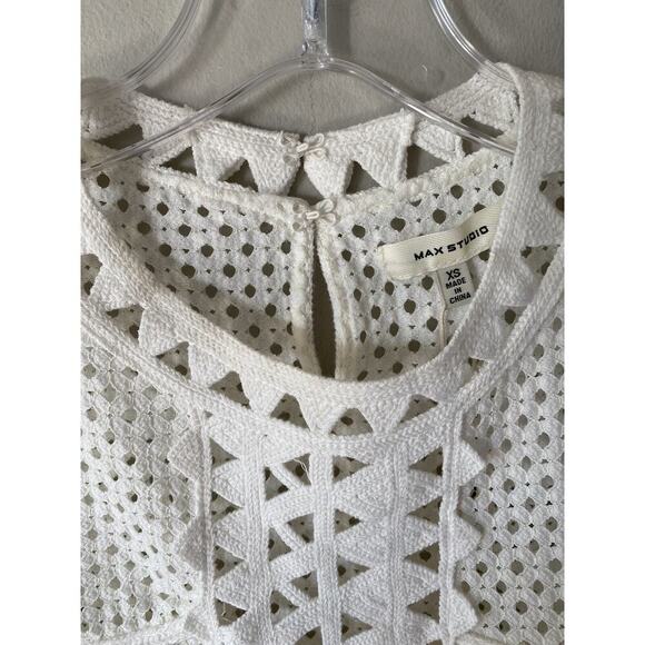 Max Studio Peasant Long Sleeve Dress Crochet Boho Size XS Prairie Cottagecore - Picture 6 of 10